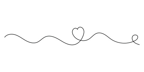 Modern isolated heart continues line drawing icons. Simple love drawing illustration line on white background. Valentine heart line drawing on white page. EPS 10. 
