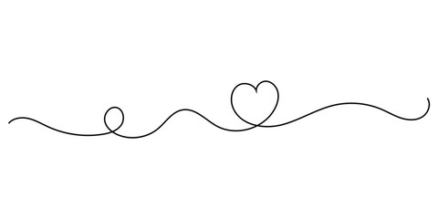 Modern isolated heart continues line drawing icons. Simple love drawing illustration line on white background. Valentine heart line drawing on white page. EPS 10. 