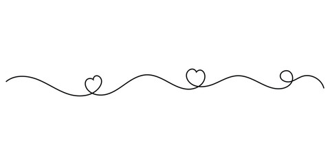 Modern isolated heart continues line drawing icons. Simple love drawing illustration line on white background. Valentine heart line drawing on white page. EPS 10. 