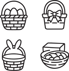 Festive Baskets Black and White Vector Illustration.eps