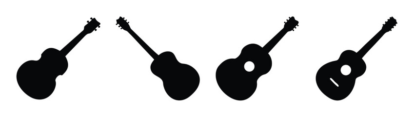 Guitar silhouette vector art illustration for music instrument design and musical performance art