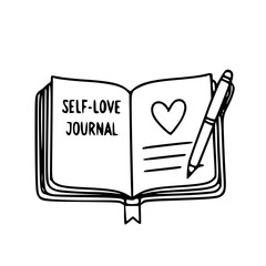 Self love journal with pen illustration