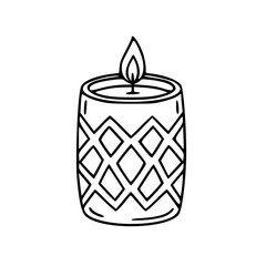 Decorative candle in patterned glass jar