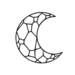 Crescent moon mosaic style outline art