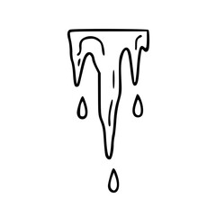 Melting icicle hanging from winter roof