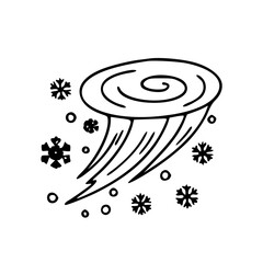 Winter wind swirl with falling snow