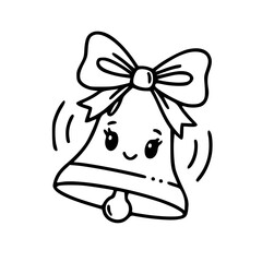 Cute bell with ribbon and smiling face