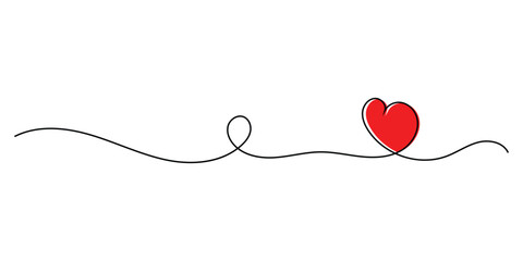 Vector doodle love continues line icon. Valentine day special heart drawing continues line icon on white background. Modern isolated hand-drawn love icon. EPS 10. 