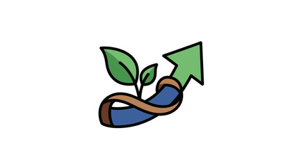 Obraz premium Growth and Sustainability Concept with Plant and Upward Arrow.