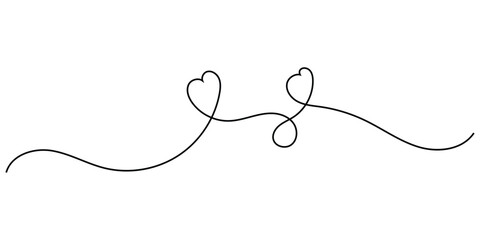 Vector doodle love continues line icon. Valentine day special heart drawing continues line icon on white background. Modern isolated hand-drawn love icon. EPS 10. 