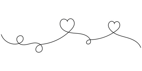 Valentine day special heart drawing continues line icon on white background. Vector doodle love continues line icon. EPS 10. 