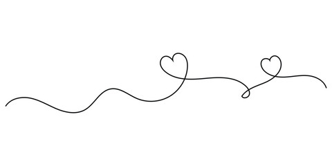 Valentine day special heart drawing continues line icon on white background. Vector doodle love continues line icon. EPS 10. 