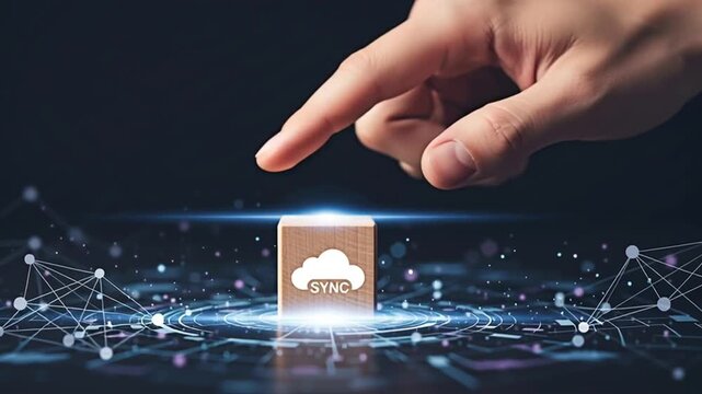 A concept of data synchronization and cloud computing.
