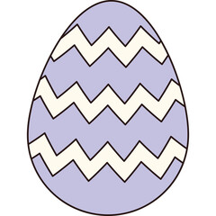 A Purple Easter Egg with White and Cream Chevron Patterns on a Transparent Background Perfect for Spring Celebrations and Holiday Designs