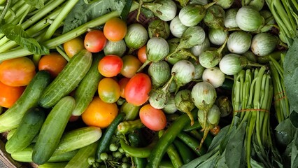 Fresh vegetables for cooking. Vegetables contain dietary fiber that helps cleanse the intestines.