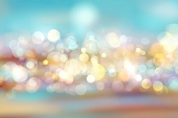 Abstract image, featuring soft, blurred bokeh lights on a teal and orange gradient background