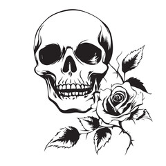 skull with roses