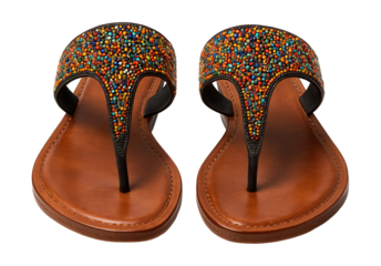 Beaded thong sandals with a durable leather sole.