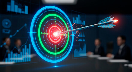 Drive business growth with dynamic tech solutions and achieve goals with precise targets during a strategic meeting, showcasing innovation and success