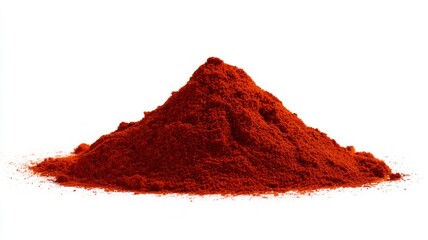 Bright red spice powder on white background. AI image