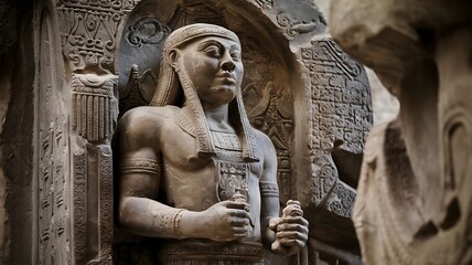 Mesopotamian gods Ea Enki divine wisdom magic ancient Sumerian deities temple mystical scene sacred symbols throne ceremonial robes intricate carvings sacred artifacts majestic detailed illustration