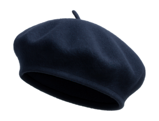 Navy fleece-lined wool beret with a cozy, relaxed fit.