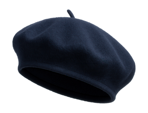 Navy fleece-lined wool beret with a cozy, relaxed fit.