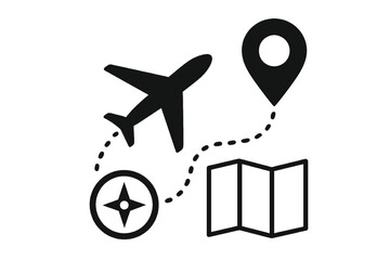 Travel Flight Trajectory Illustration – Air Navigation and Journey Concept