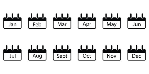 Weekly and Monthly Calendar Icons Set – Editable Vector of Days and Dates in Flat and Outline Style for Web, App, and UI Design