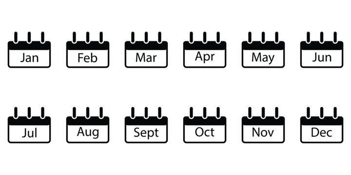 Weekly and Monthly Calendar Icons Set – Editable Vector of Days and Dates in Flat and Outline Style for Web, App, and UI Design