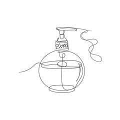 soap bottle pump illustration in continuous line drawing style