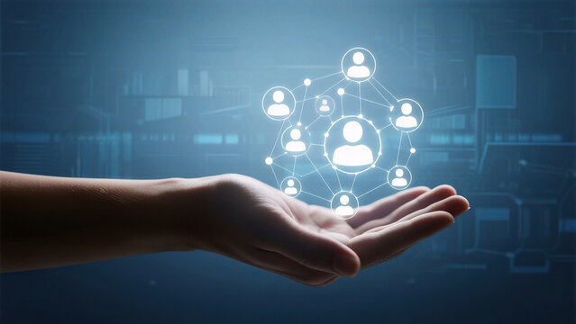 Hand holding digital network connection