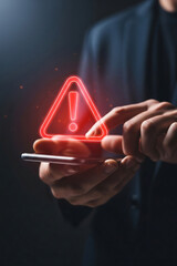 warning alert notification concept on smartphone screen