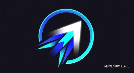 A dynamic blue and white arrow logo within a glowing circle, symbolizing speed and progress.
