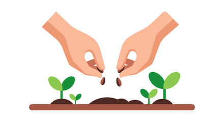 Hands Planting Seeds in Soil - Nurturing New Life and Growth.