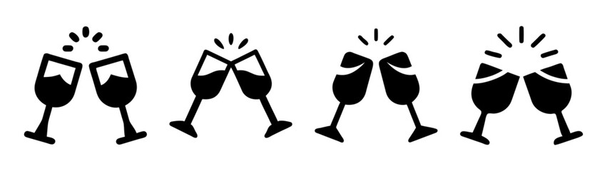 Celebration toast with champagne glasses vector illustration for new year's eve party design