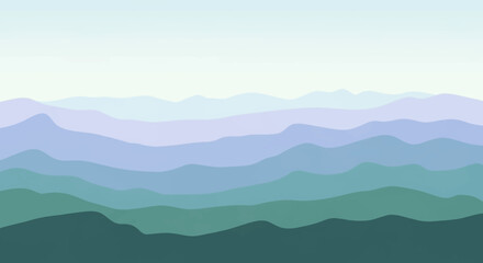 Serene Mountain Vista with Hazy Layers.