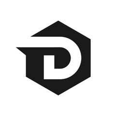Hexagonal D Letter Logo.
A bold black &ldquo;D&rdquo; shaped with negative space inside a hexagon, creating a modern geometric look.