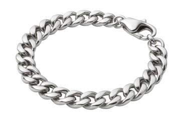 Silver curb chain bracelet featuring a lobster clasp closure.