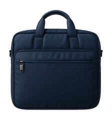 Navy nylon laptop bag featuring a padded section and front zip pocket.