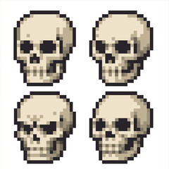 Fototapeta premium Skull pixel art icons set: retro style for simple and compose designs