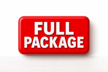 Bright red rectangular button with white bold text reading full package against a white background