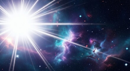 Fototapeta premium Cosmic Radiance Nebula Burst in Vibrant Deep Space.