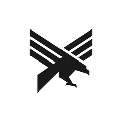 Dynamic Eagle Wings Logo.
A bold black eagle with spread wings, symbolizing freedom, strength, and power.