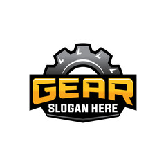 Industrial Metallic Gray Gear Logo Design
