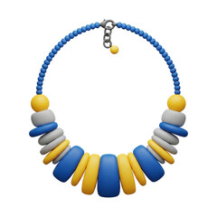 Colorful beaded necklace isolated on transparent background