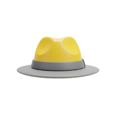 Yellow fedora hat isolated on transparent background