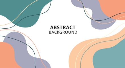 Minimal abstract background vector illustration. Soft earth tone pastel color organic shape with curve line ar