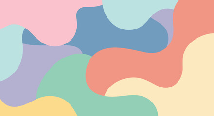 Abstract wavy backgrounds. Hand drawn various shapes and doodle objects. Contemporary modern trendy vector illustrations. Every background is isolated. Pastel colors
