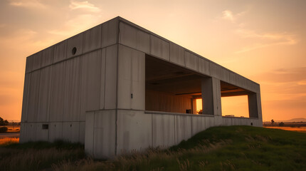 Obraz premium Sunset on Brutalist Building